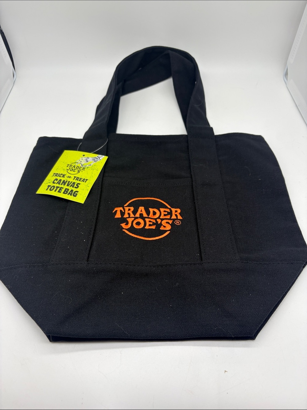 Trader Joe's Black Canvas Tote with Orange Logo